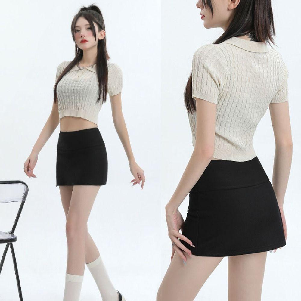 Side Slit Women's A-line Culottes Y2K Skirt with Safety Shorts Ins Mini Shorts Skirt  Spring Summer