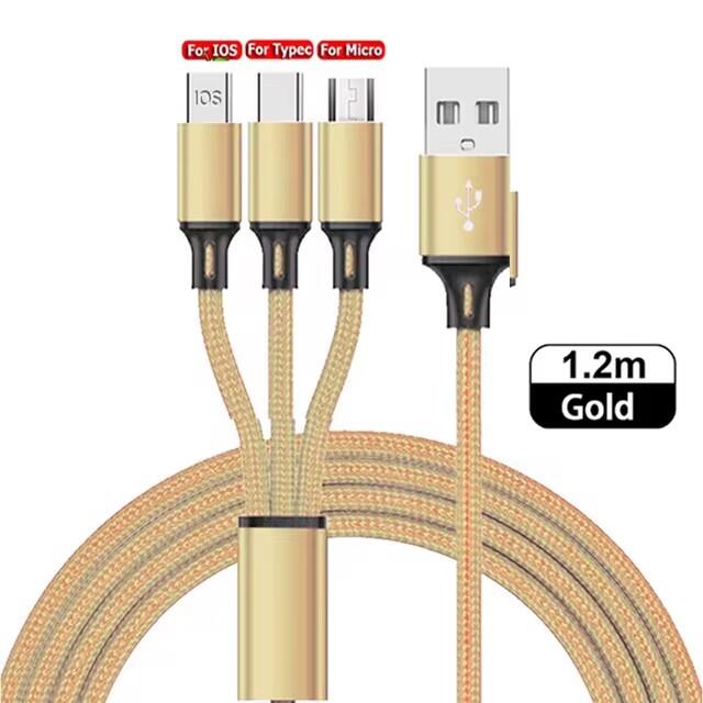 Kabel USB do szybkiego ładowania trzy w jednym Typ C Micro IOS Kabel wieloładowarki Kabel w oplocie nylonowym