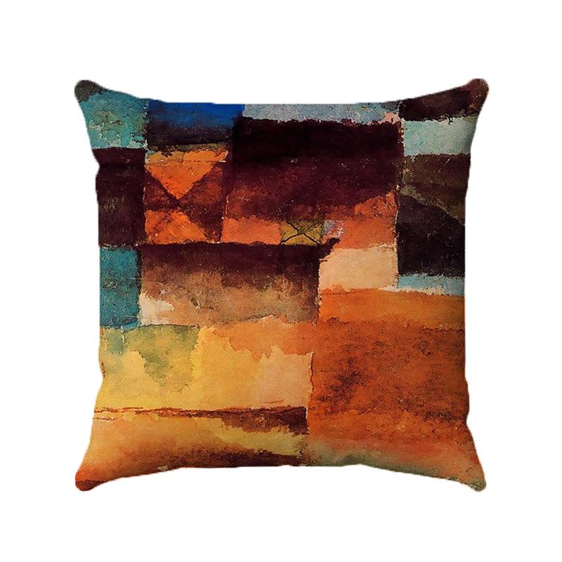 Creative Colorful Oil Painting Landscape Digital printing short plush pillow covers for car sofa office cushion cover home goods