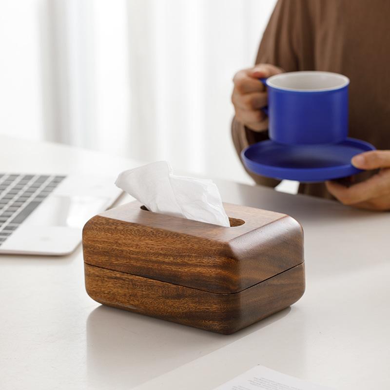 Solid wood tissue box simple household paper box Hotel table desktop living room wooden paper box
