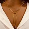 1pc Stainless Steel Minimalist Versatile Adjustable Design Long Necklace, Suitable for Daily Wear