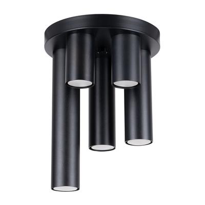 Modern Black Round Ceiling Lamp Ø25Cm Five Spots For Living Room 5Xgu10 10W Lagos Sollux Lighting