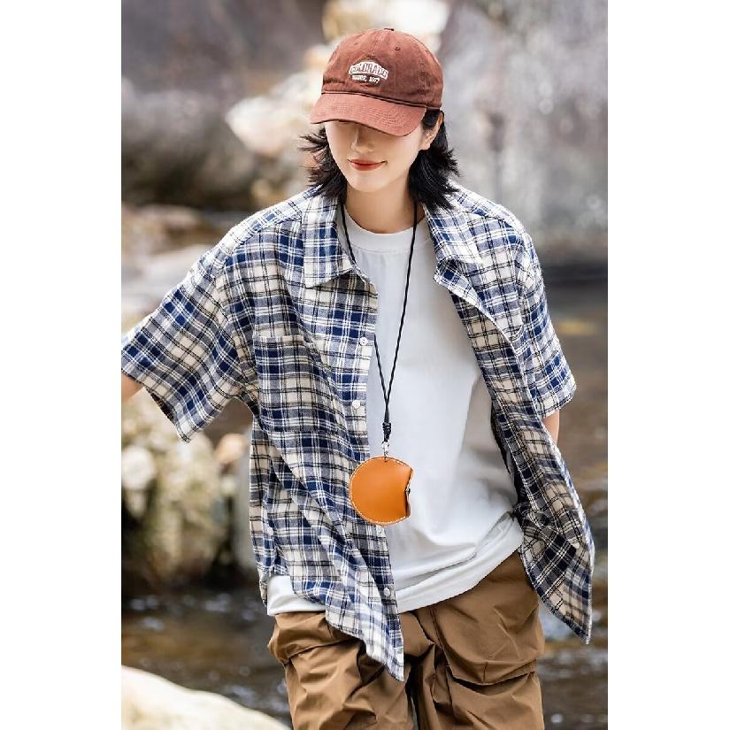 Retro Plaid Shirt Men'S Short Sleeved Trendy Casual Versatile Shirt Hong Kong Style Spring And Autumn Hooligan Handsome Inch Jacket