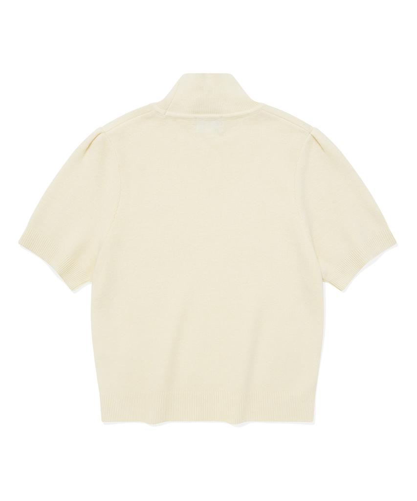 COVERNAT WOMAN Turtleneck Puff Sleeve Half Knit Ivory