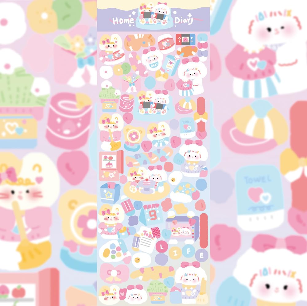 Moin Moin Sparkling Animal Assortment Featuring Korean Colorful Teddy and Polar Bear Also Suitable for and 2412sl335 Loose, Stickers, 23-Piece Set,