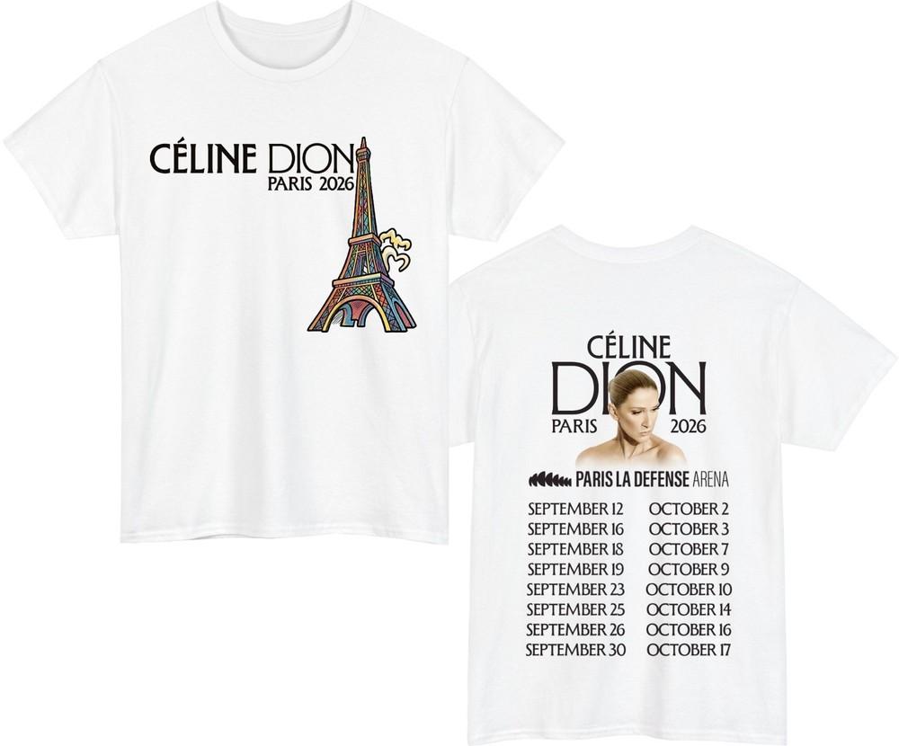 Celine Dion Paris 2026 Music TShirt Paris Tour Dates Pop Icon Fan Gift Tee S