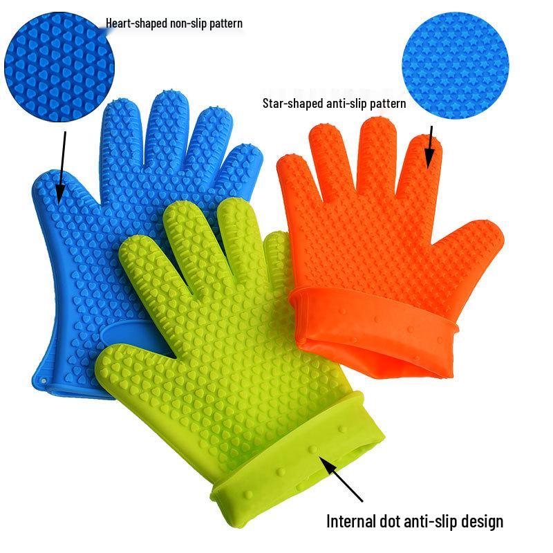 Stern Herz Silikon Ofenhandschuhe, Hitzebeständig, Wasserdicht, Rutschfest.