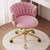 Swivel Bar Stool with Casters, High-Legged Makeup Chair, Adjustable Dressing Stool with Backrest, Streamlined Design for Home Beauty.
