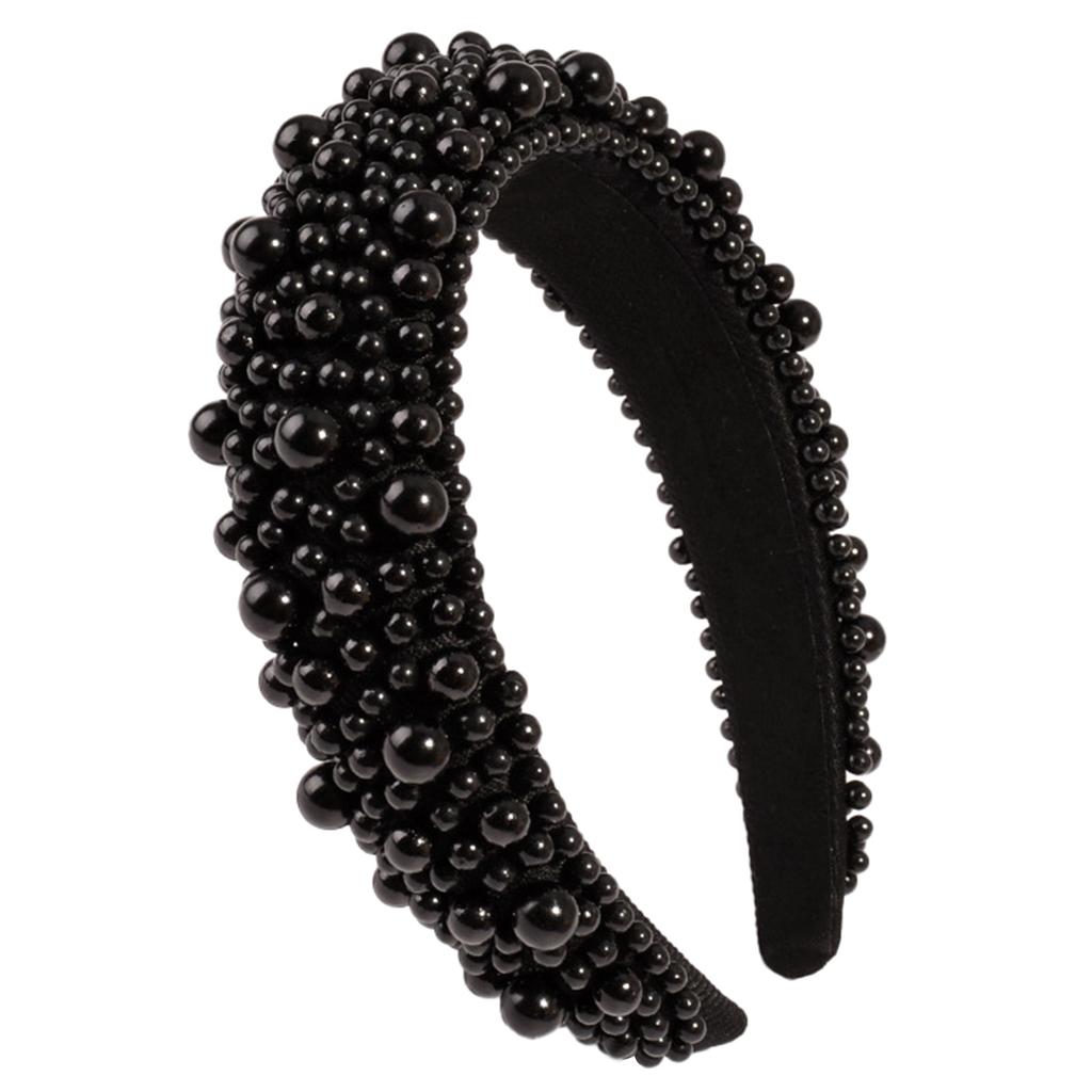 Adjustable Sponge Headband Fashion Forward Headband with Pearls Enhancement Dainty Beaded Hairband for Fashionistas