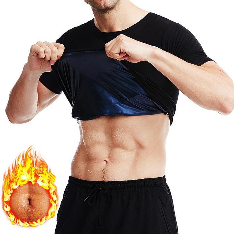 Plus Size Men Short Sleeve Waist Trainer Sauna Sweat Shapewear Fitness Abdomen Control