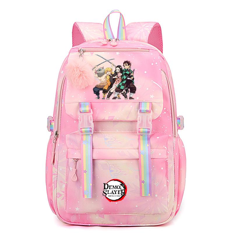 Anime Demon Slayer Backpack Computer Bagpack Sweet Soft Backpack Printed Girl Lightweight Schoolbag for Women Travel Leisure Bag Rucksack Mochila