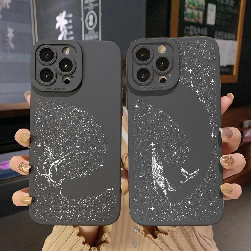 Ocean Animal Cute Dolphin Sea Turtle Dotted Painting Phone Case For iPhone 14 11 12 13 Pro Max 7 8 Plus X XR XS Silicone Covers