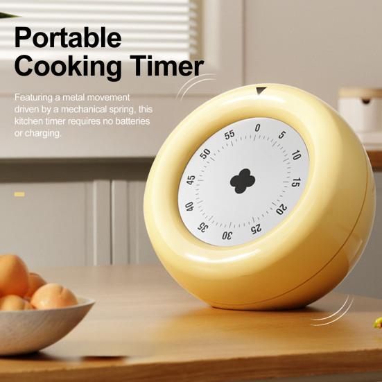 Mechanical Kitchen Timer with Magnetic Back No-Battery Visual Countdown Timer Loud Ring Easy Dial Ring Reminder Timer for Cooking Studying