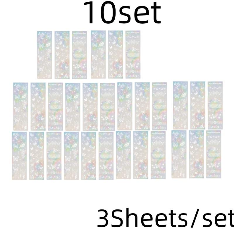 3 Sheets Butterfly Moon Star Stickers PET Transparent Decorative Stickers For Craft Album Journal Scrapbooking