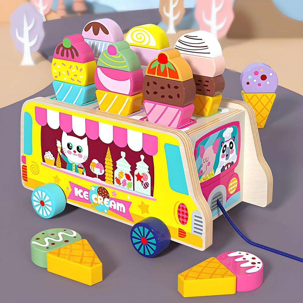 SINGERTOP Montessori Toy, Shape Matching Toy, Educational Activity Cube, Wooden Toy, Shape Matching, Boys and Girls, 1st, 2nd, 3rd Birthday Gift,