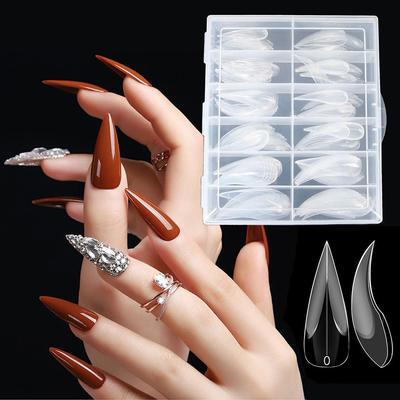 120pcs Transparent Hawk Carving Nails 3D Eagle Claw False Nail Tips  for Poly Nail Gel Extension