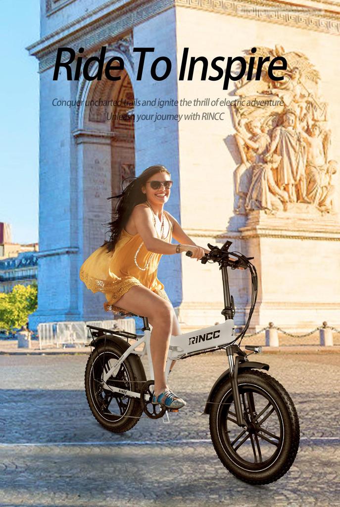 Skládací elektrokolo Rincc R200 20 x 4.0" Tlusté pláště 750W Motor 48V15Ah Baterie 60km Maximální dojezd SHIMANO 7 Rychlostí