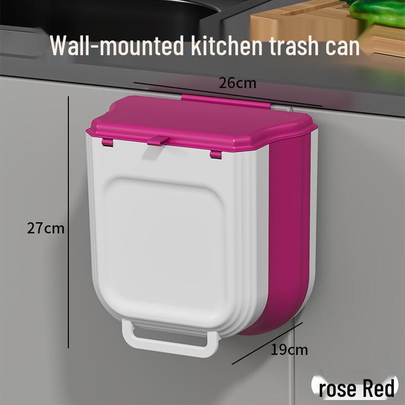 Folding Wall-Mounted Kitchen Trash Can - Large Capacity, Cabinet Door Hanging Waste Basket for Creative Waste Classification