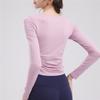 Pilates Long Sleeved Slimming And Fashionable Fitness Suit Top With Chest Cushion For Slimming, Dance Training, Running, Yoga Suit