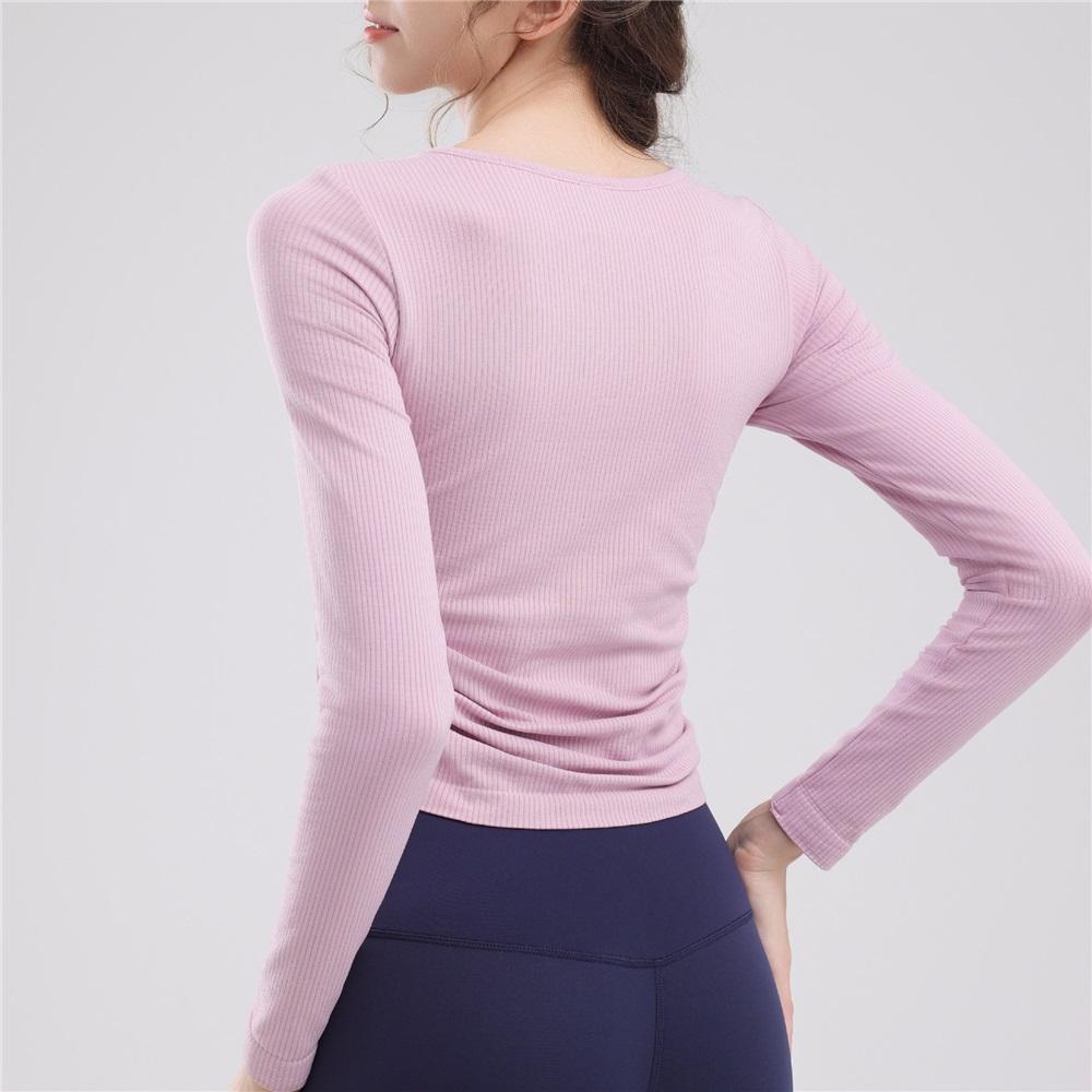 Pilates Long Sleeved Slimming And Fashionable Fitness Suit Top With Chest Cushion For Slimming, Dance Training, Running, Yoga Suit