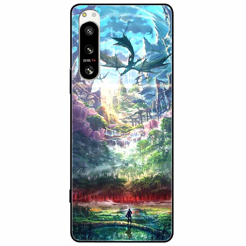 For Sony Xperia 5 IV / 10 IV Case 10IV Soft Black Silicone Forest Painted Phone Back Covers For Sony Xperia 1 IV Case TPU Coque