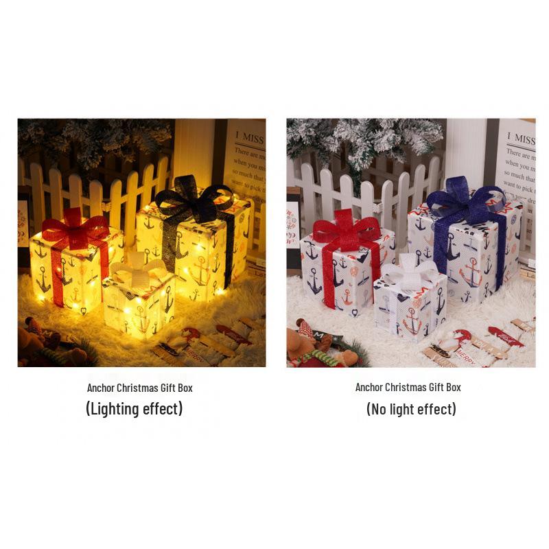 Cross-Border Christmas Luminous Gift Box Set: Outdoor Decorative Lights for Courtyard & Mall Display