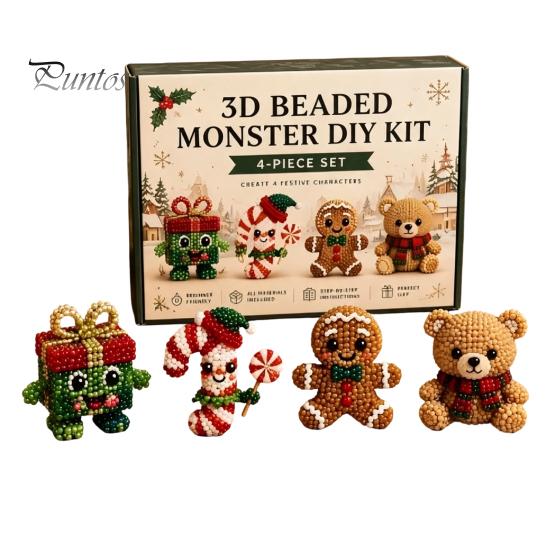Kit de perles 3D d'animaux réalistes pour perlage DIY, Ensemble d'artisanat de perles de Noël, Activité interactive parent-enfant Kit de broderie facile fait main pour enfants P