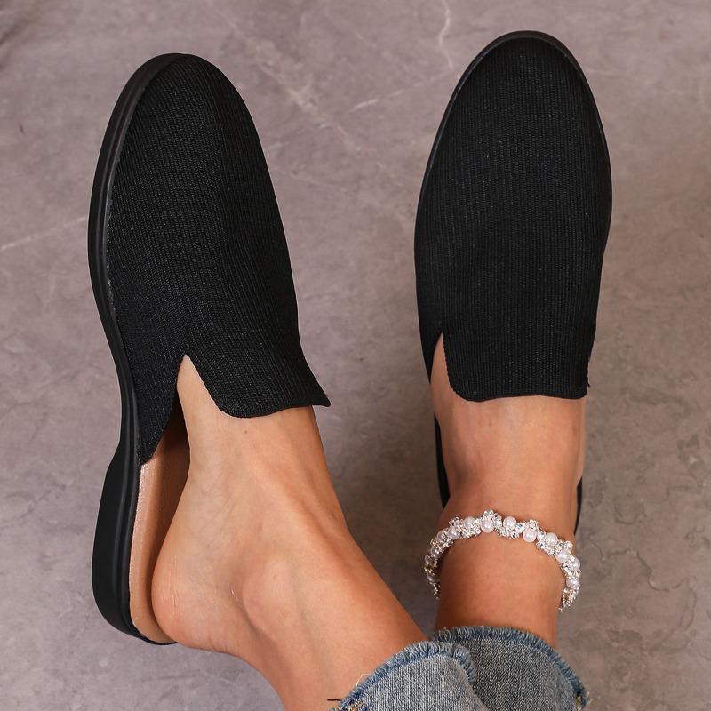 New Large-size Women's Shoes Summer Half-drag Fly-woven Flat-bottomed Slippers Women's Breathable Bag Head Lazy Cool Slippers Wish