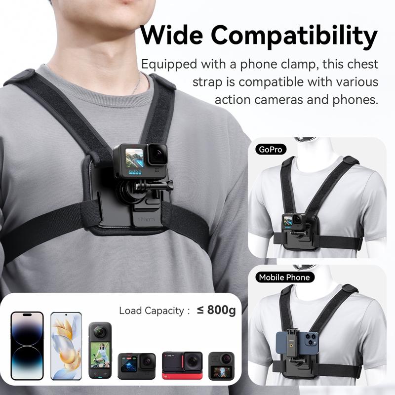 Ulanzi CM028 Go-Quick II Magnetický hrudní popruh 1/4" závit Snadno nastavitelný Pro akční kamery Telefony Rybaření Turistiku Cyklistiku 2
