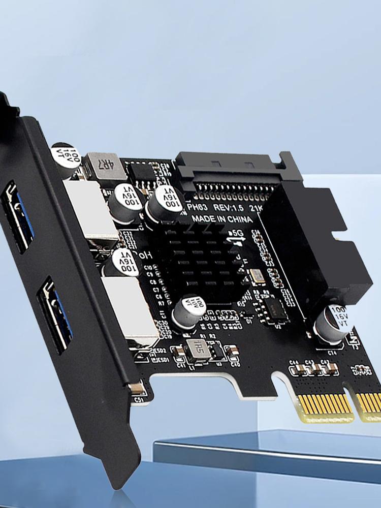 USB 3.0 PCI Express Expansion Card SATA 15Pin Power Port USB3.0 Hub 19pin/20Pin Front Panel PCI-e USB3.0 Hub Controller Adapter
