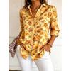 Women's Long Sleeve Floral Print Button Down Casual Shirt Elegant Daily Blouse Tops in Blue for Spring Summer