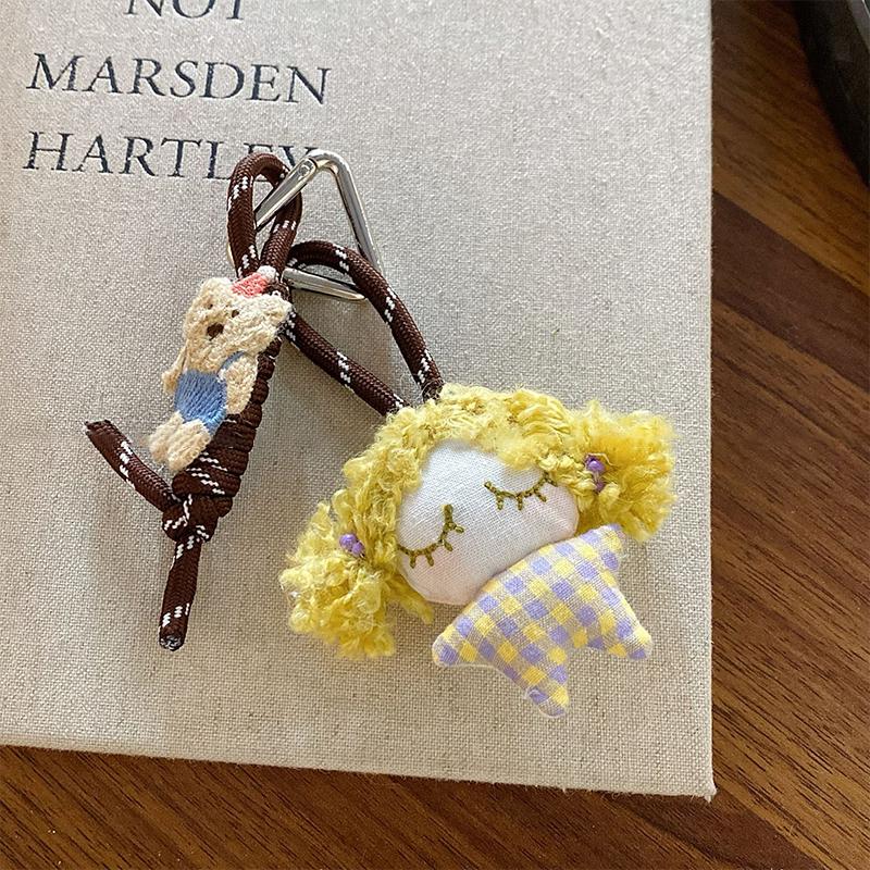 Bear Plush Toy Keychain Cartoon Rabbit/Dog Soft Stuffed Doll Pendant Car Key Ring Backpack Bag Decor Kid Gift