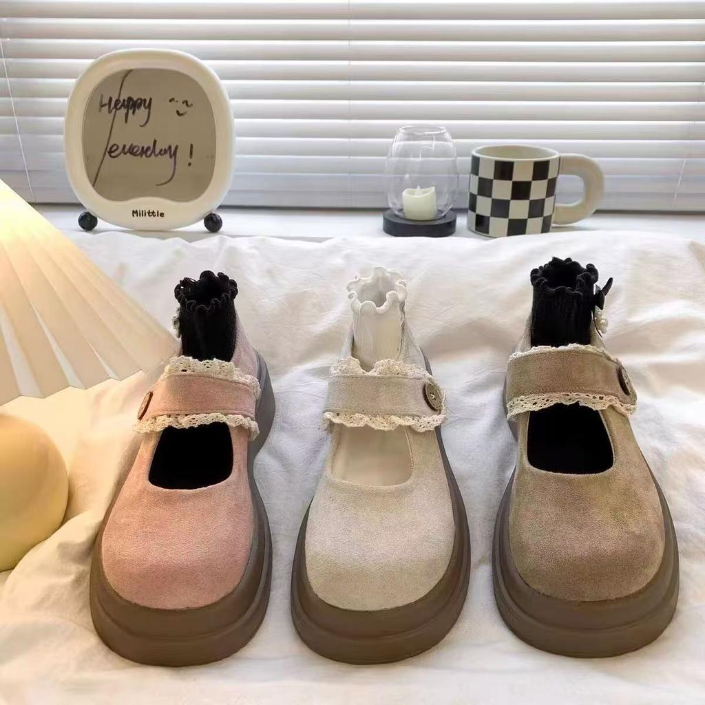 Beautiful~ Not tired feet British style thick sole simple shallow mouth Mary Jane shoes new spring and summer thick heel loafer single shoes women
