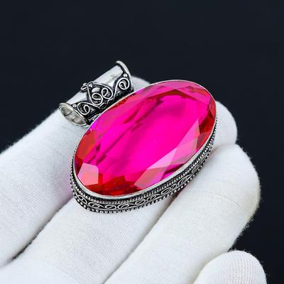 Pink Rubellite Pendant, 925 Sterling Silver Pendant, Handmade Jewelry Pendant, Antique Pendant, Rubellite Gemstone Pendant, Gift For Mom