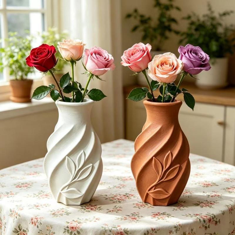 Reusable Silicone Resin Mold Easy Cleaning Leaf Pattern Vase Molds for Flower Pots Handmade Jewelry and Art Crafts