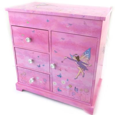 [N5282] - Caixa de Joias 'Sonhos de Fada' rosa violeta (Musical) - 23x22. 5x12. 5 cm