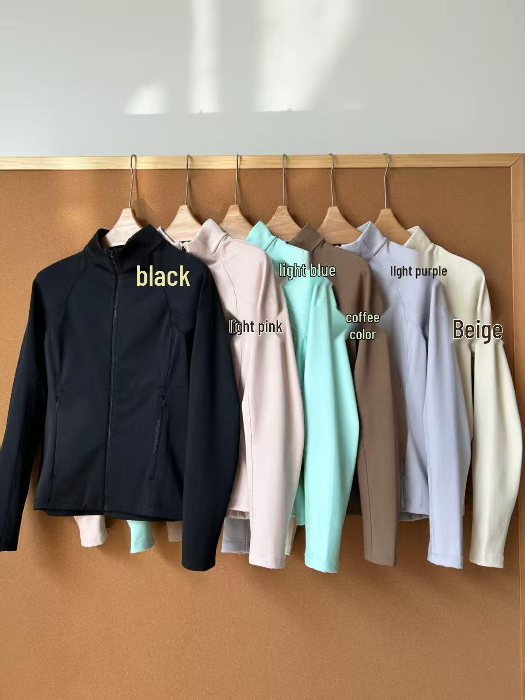 

Women s Slim Fit Stand Collar Long Sleeve Plus Velvet Yoga Jacket - Available in Six Colors M чёрный