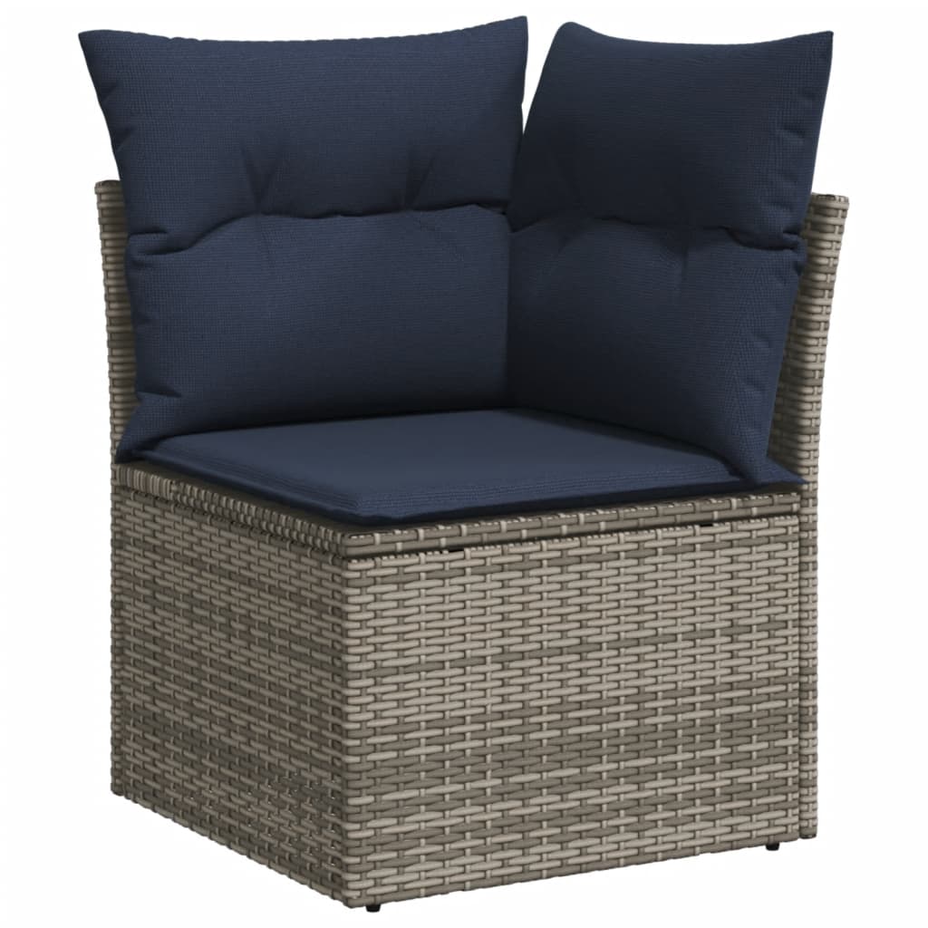 6 Piece Garden Sofa Set with Cushions Gray Poly Rattan