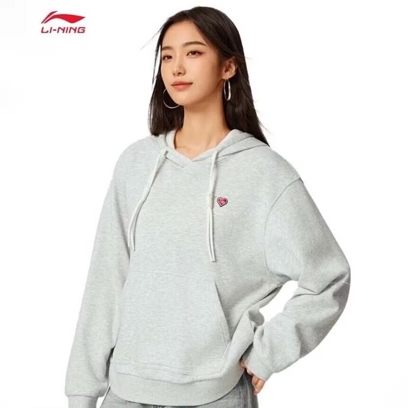 LI-NING Women s Versatile Fleece Lined Hooded Sweatshirt AWDV988 XL