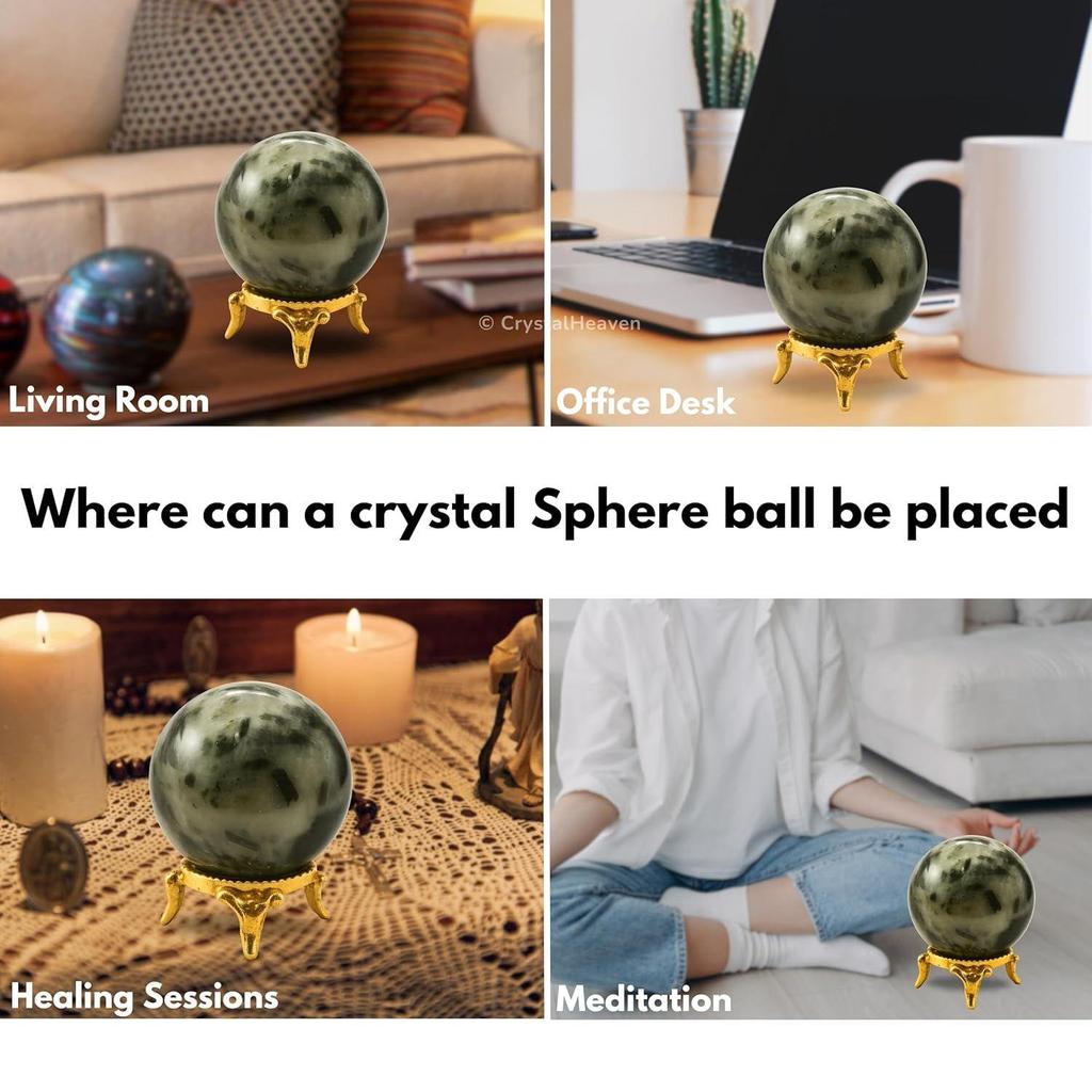 Certified Green Tourmaline in Quartz Crystal Ball for Meditation - Premium Crystal Vastu Items for Home and Feng Shui Items