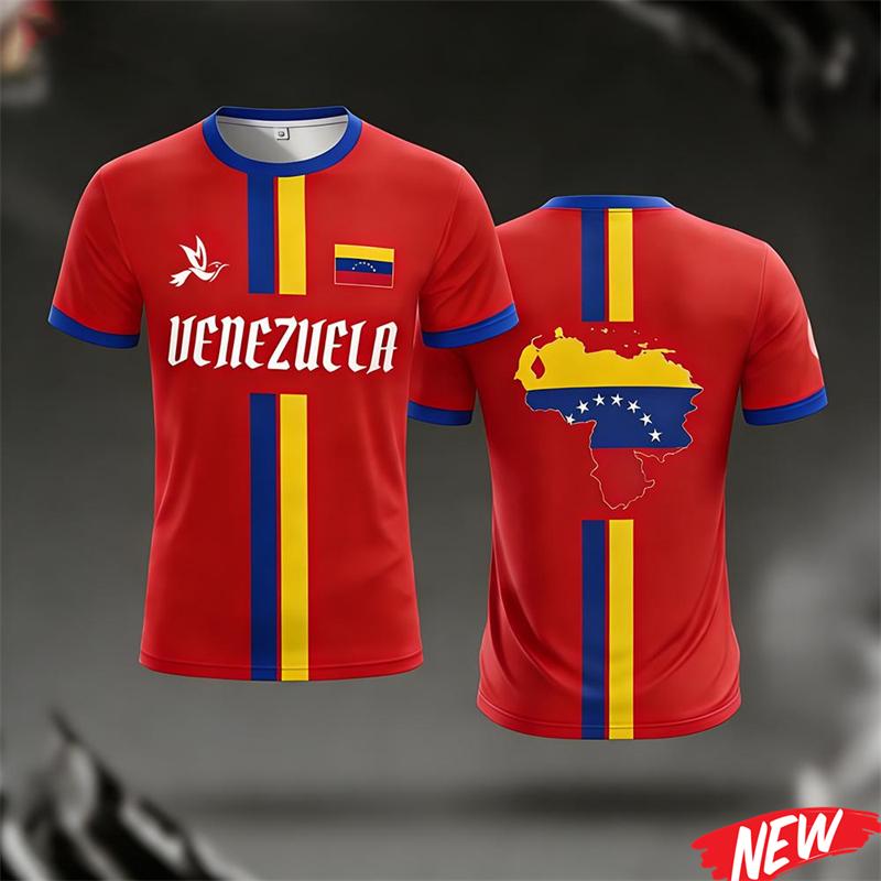Bandiera del Venezuela Stampa 3D Abbigliamento Estivo per Allenamento Calcio Uomo Nuova Collezione Estiva Sport all'Aperto Asciugatura Rapida Maglia Sportiva T-shirt