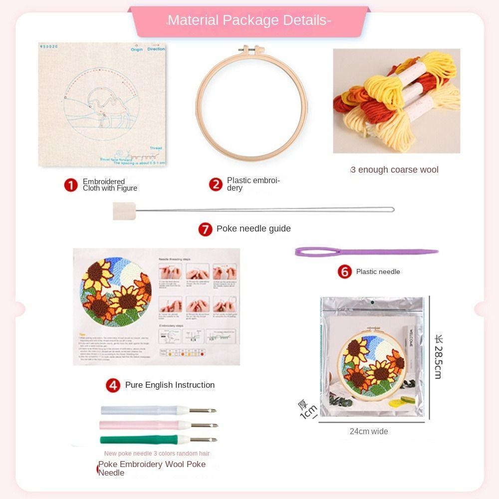 Flower Pattern Punch Needle Set Needlework Poke Needle Embroidery Kit  Educational Toys