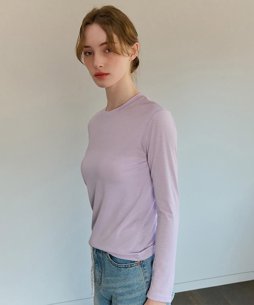 Kamino Basic Slit Long Sleeve T-Shirt Lilac