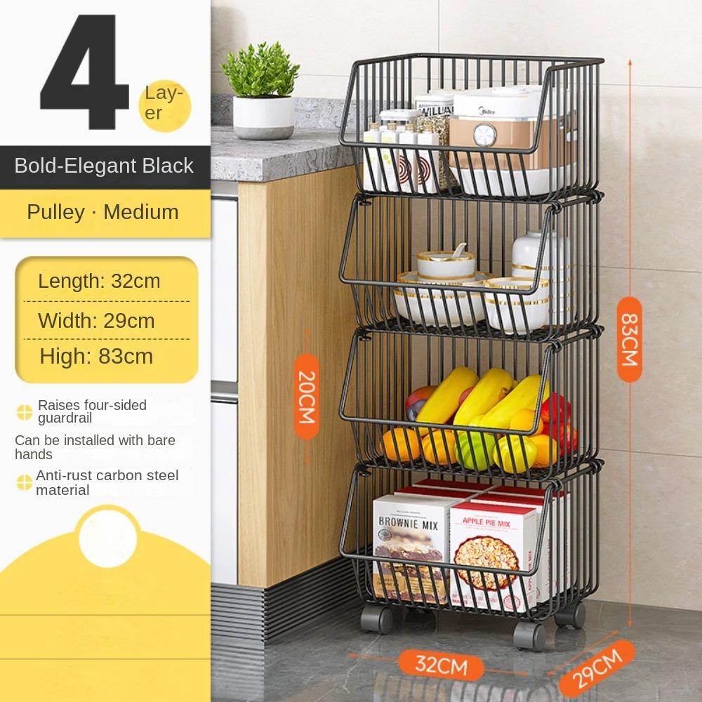 

Багатоцільова полиця для зберігання на колесах Пересувний візок Гарячий розпродаж Книжкова полиця Товари для дому M-4 Layer-Black