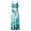 Fashion Womens Loose Summer Sexy  Print V-neck Long Sleeveless Dress