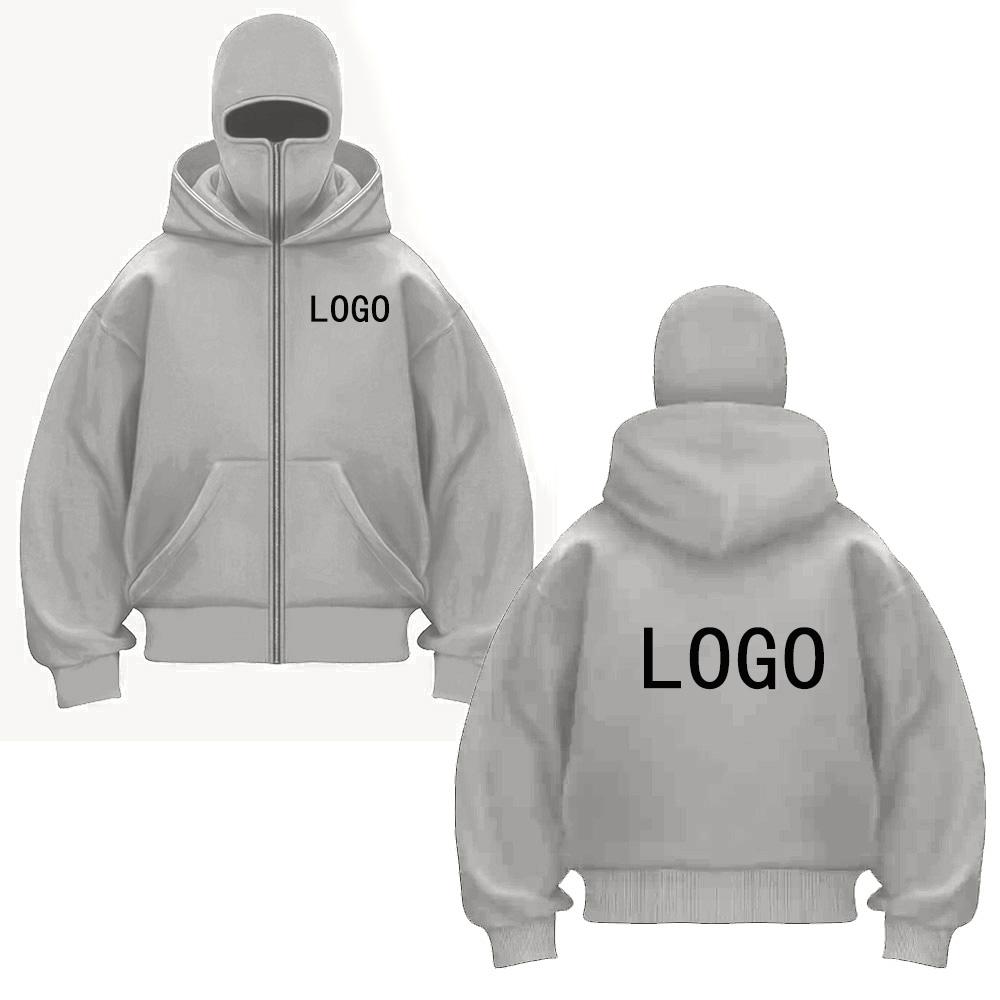 DIY02 Street statement Hoodies Insulated double-hooded sweatshirts Trendy Masked zip-up sweatshirts