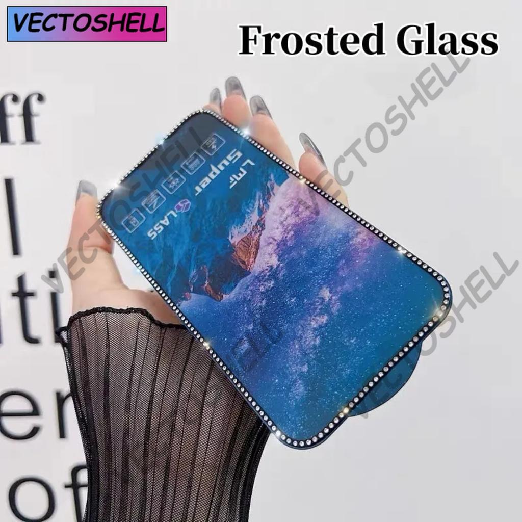 New Diamond Plated Tempered Glass For iphone 16 15 14 13 12 11 Pro Max 3D Stereoscopic Diamond Inlaid Anti peeping Matte Glass X