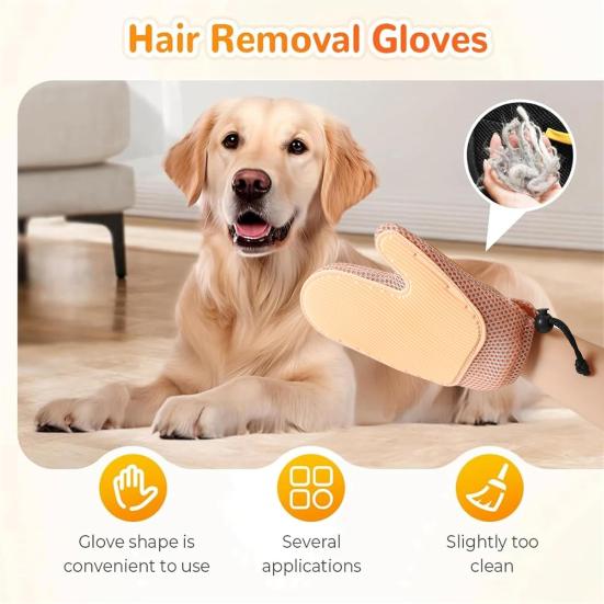 Pet Hair Remover Glove Double-Sided Reusable Hair Removal for Clothing Furniture Carpets Silicone Cat Dog Grooming Mitt for Bathing Massage Shedding