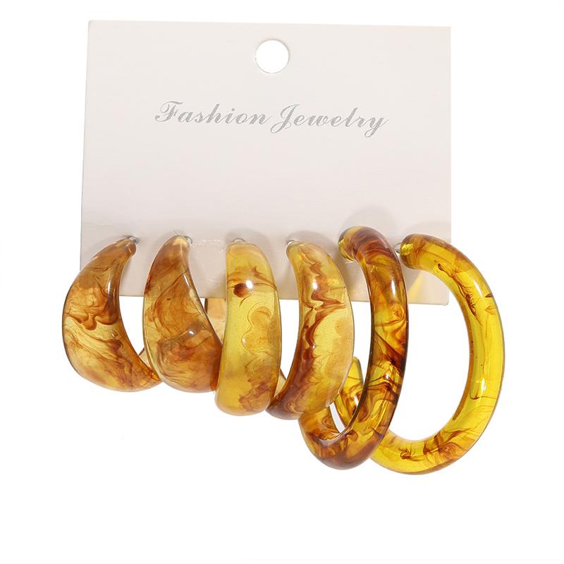 Colorful Resin Earrings Set  Pearl Hoop Candy Color Metal Mix Match 2024 New Style for Women Wedding Party Earrings