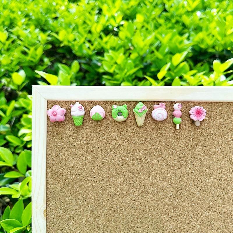 8pcs Creative Push Pin Snacks Dafu Soft Wooden Board Felt Photo Wall Message Board I-shaped Nails